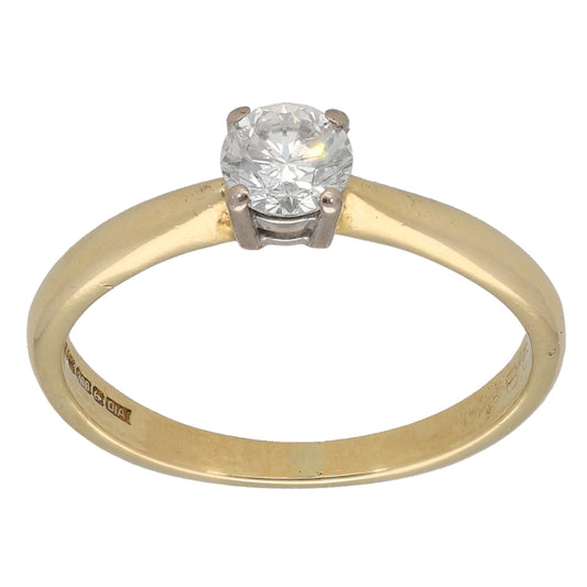 18ct Gold 0.39ct Diamond Solitaire Ring Size L