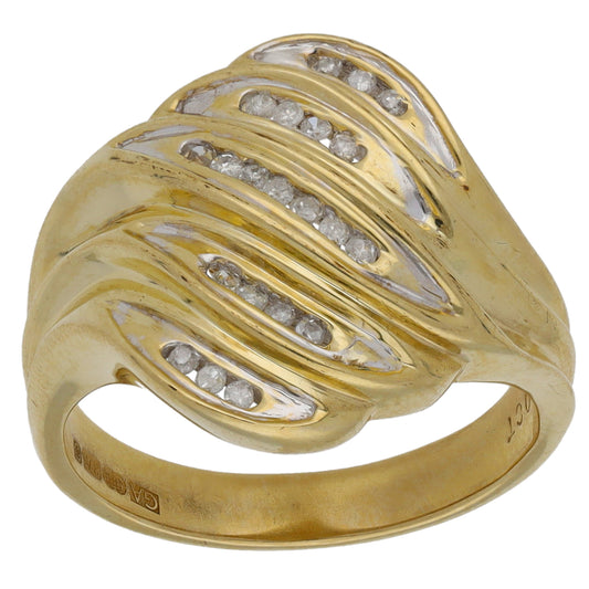 9ct Gold 0.10ct Diamond Dress/Cocktail Ring Size M