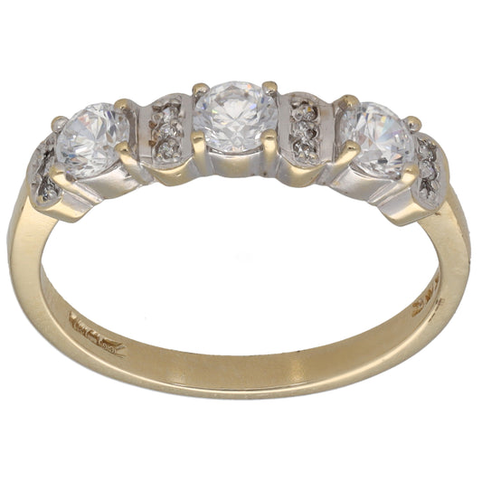 14ct Gold Cubic Zirconia Half Eternity Ring Size S