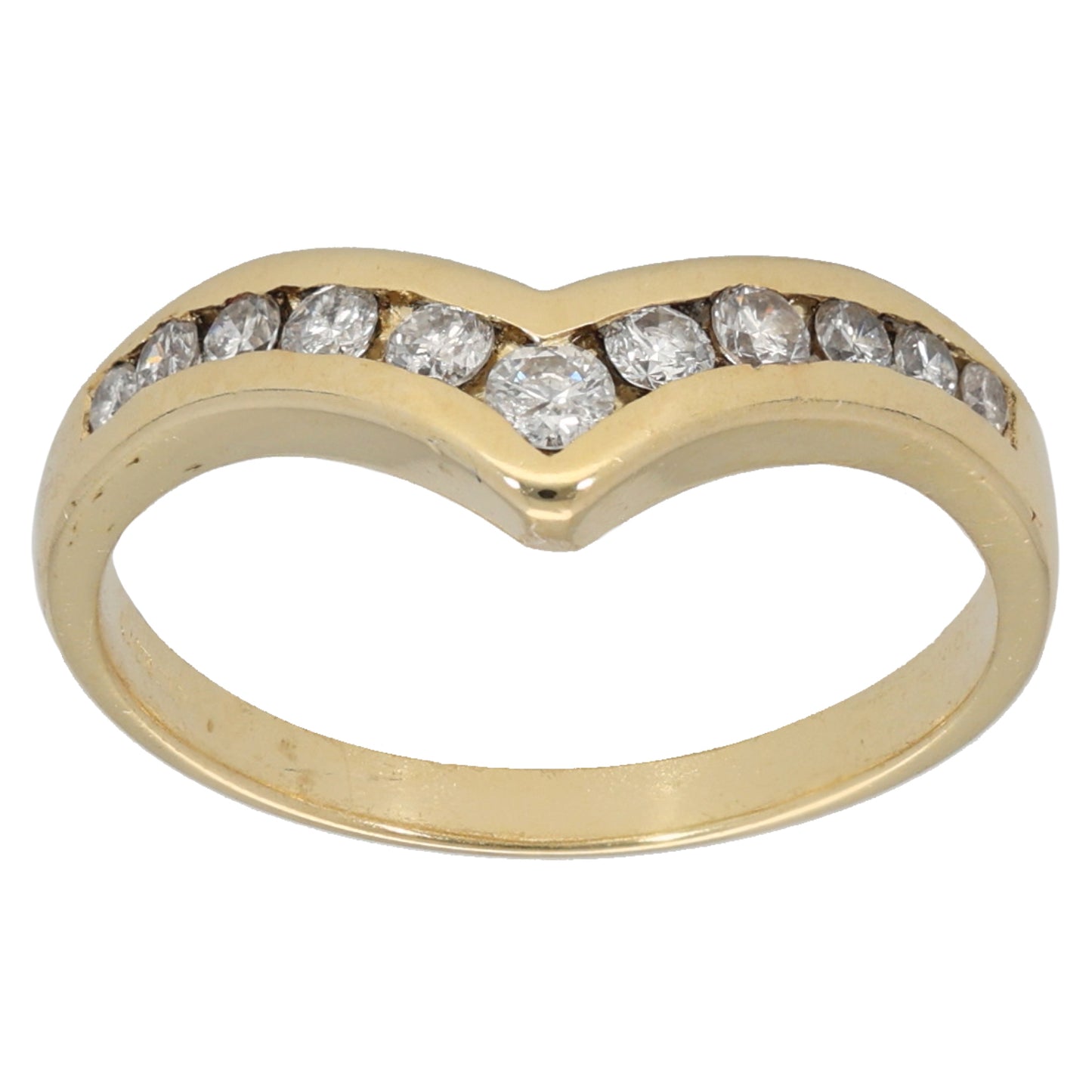 18ct Gold 0.19ct Diamond Wishbone Ring Size M