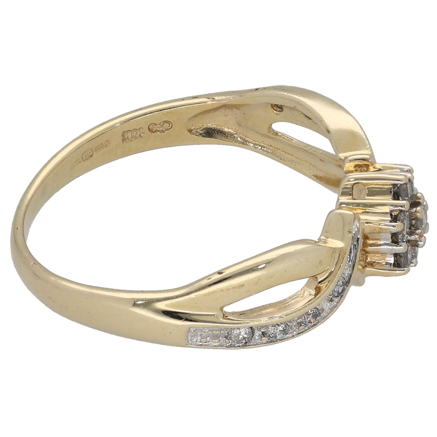 9ct Gold 0.22ct Diamond Dress/Cocktail Ring Size N