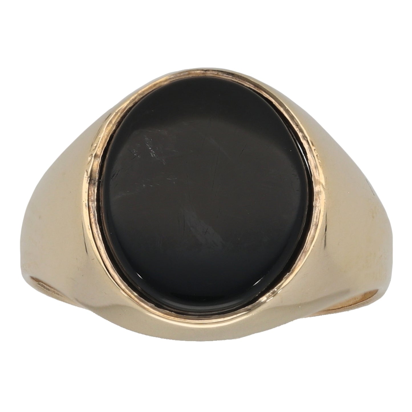 9ct Gold Onyx Plain Signet Ring Size L