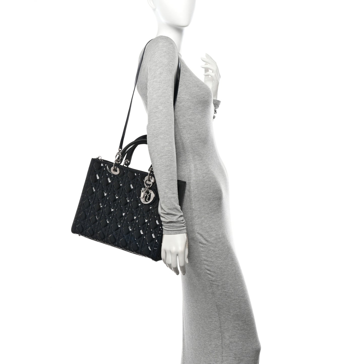 Christian Dior Patent Cannage Tote Bag - Navy Blue