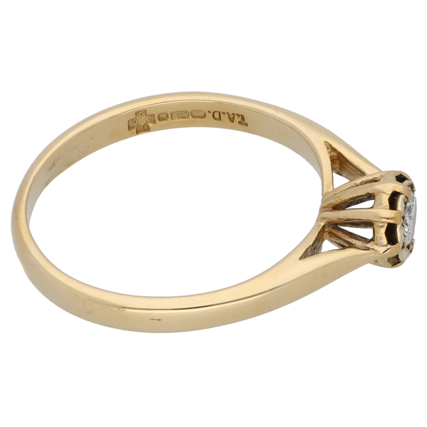 9ct Gold 0.10ct Diamond Solitaire Ring Size K