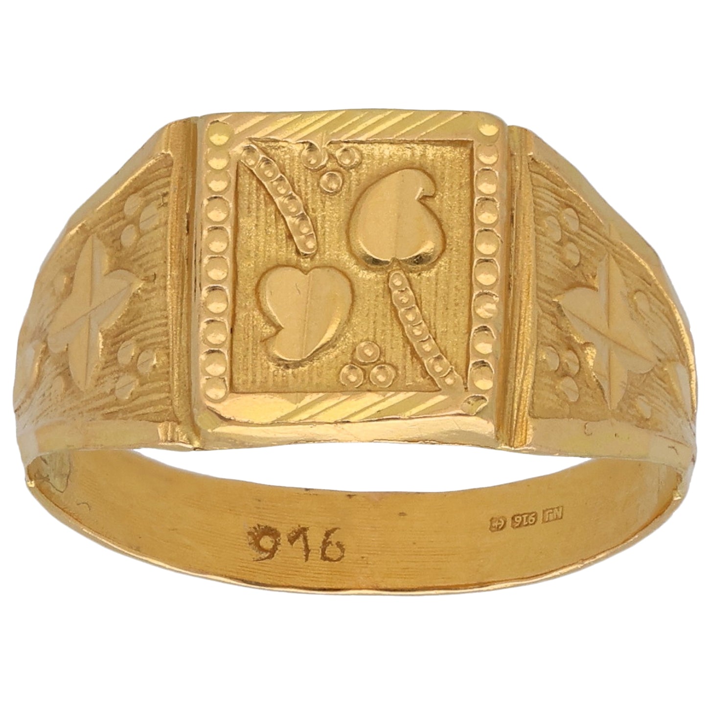 22ct Gold Patterned Signet Ring Size X