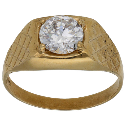 9ct Gold Cubic Zirconia Single Stone Ring Size P