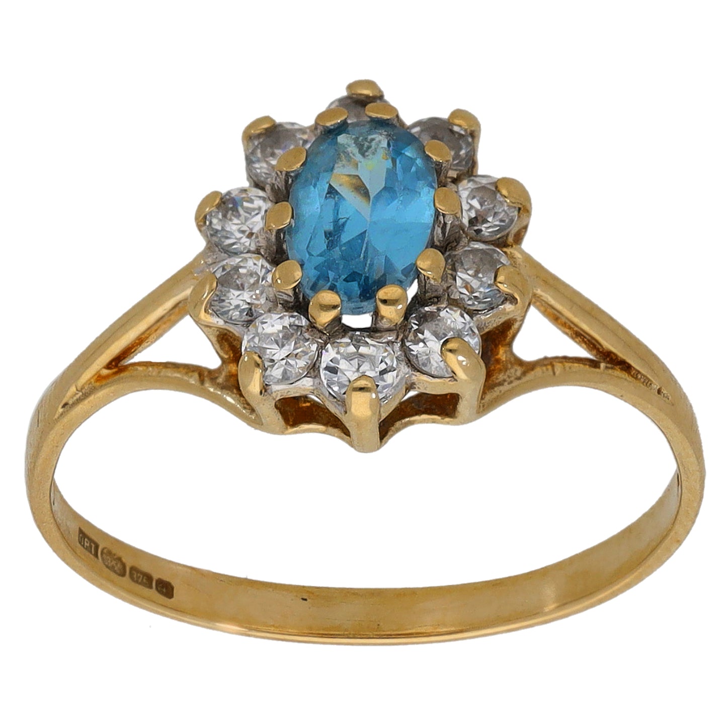 9ct Gold Imitation Gems Single Cluster Ring Size M