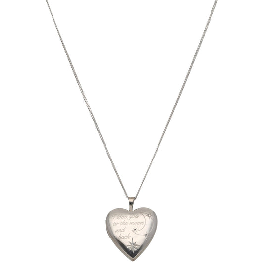 New Sterling Silver Scribed Locket With Chain 18"