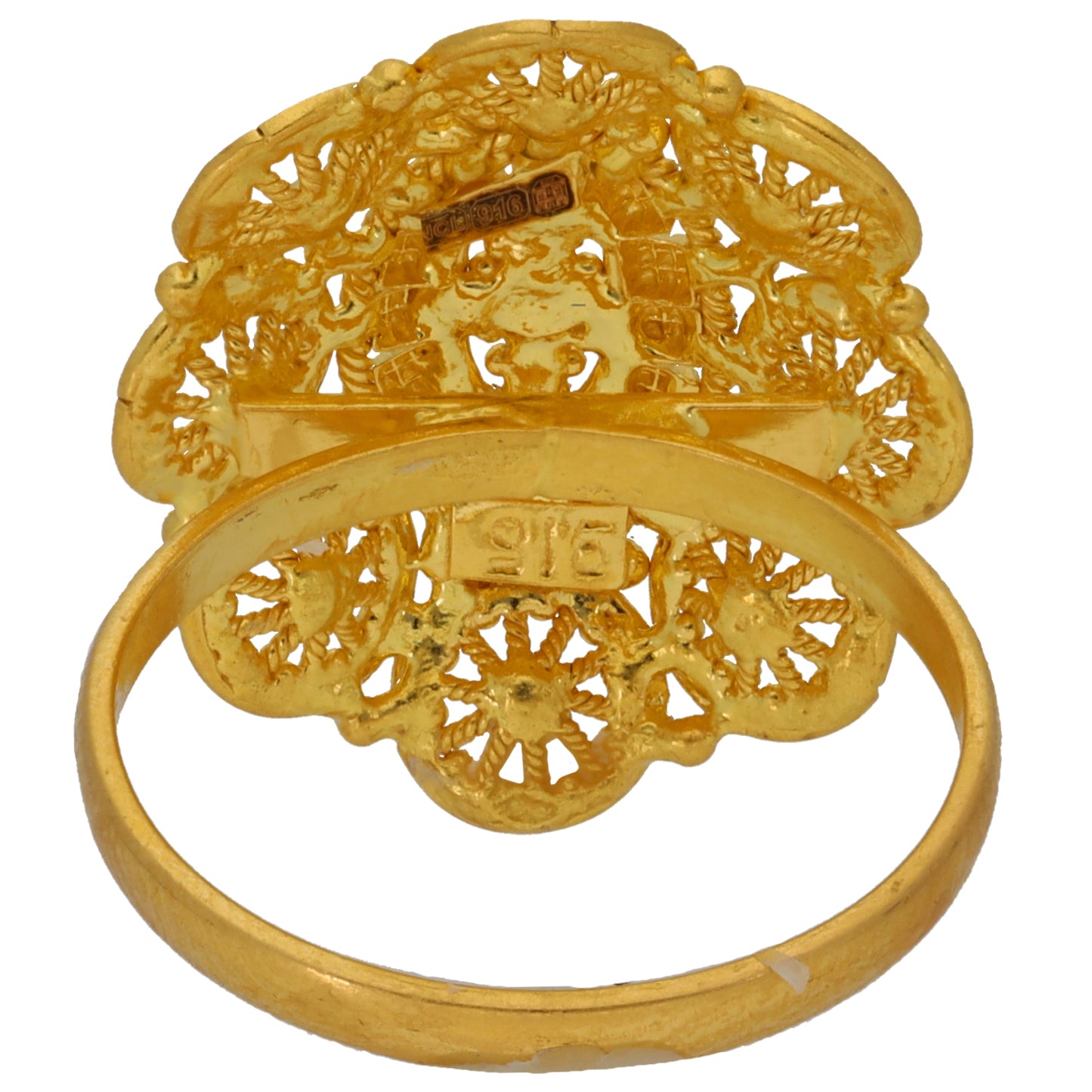 New 22ct Gold Filigree Shield Ring Size M 1/2