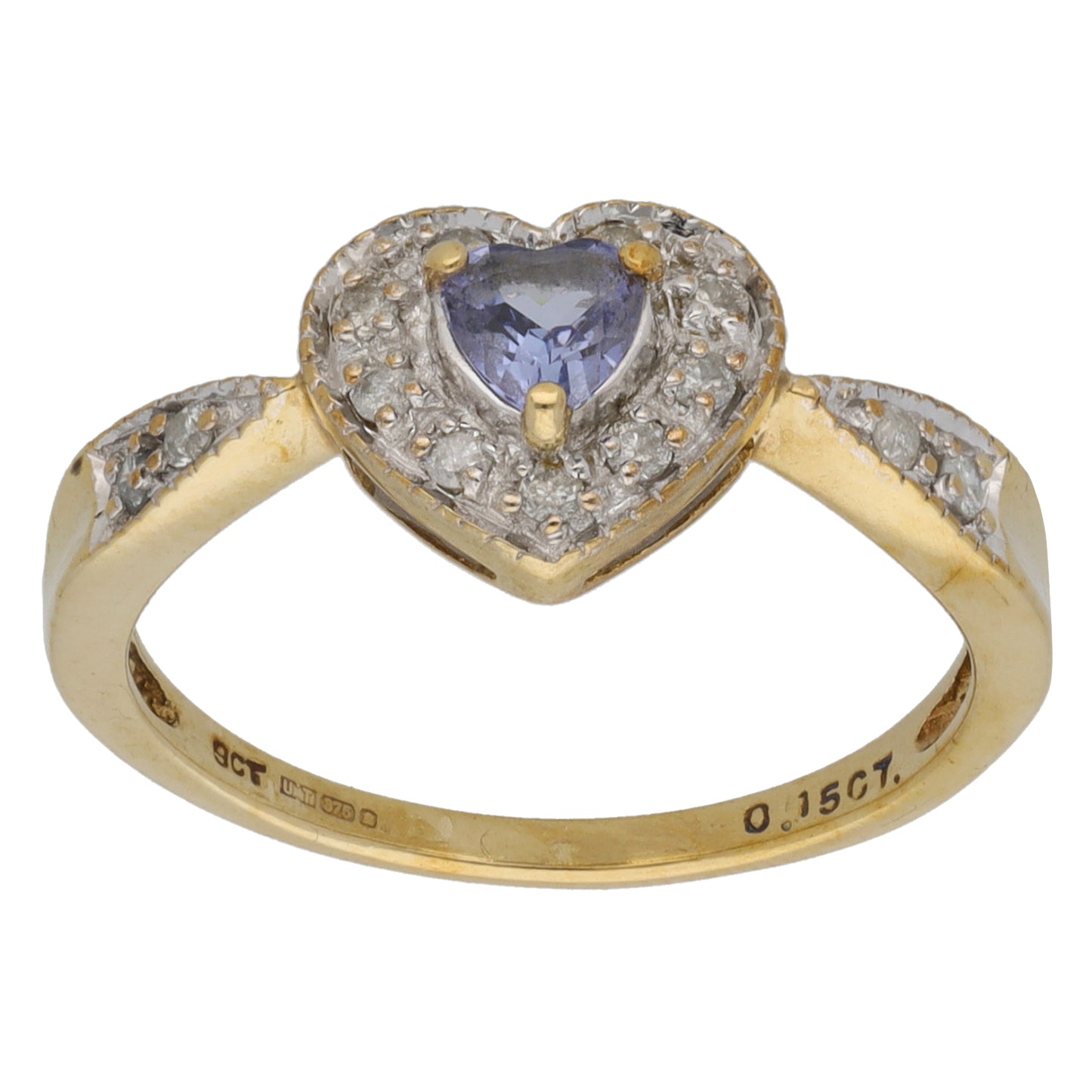 9ct Gold Tanzanite & 0.13ct Diamond Dress/Cocktail Ring Size O