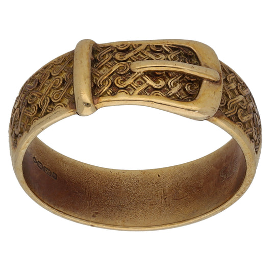 9ct Gold Buckle Ring Size R