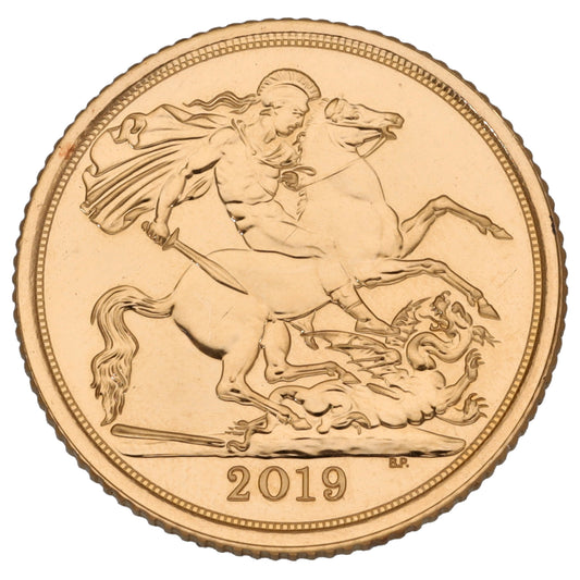 22ct Gold Queen Elizabeth II Half Sovereign Coin 2019