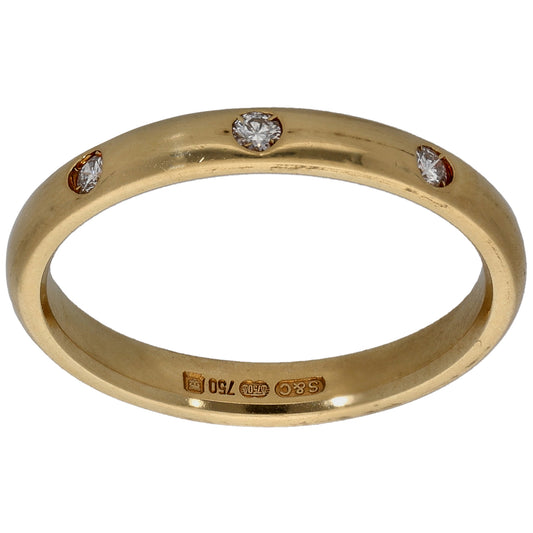 18ct Gold 0.09ct Diamond Trilogy Ring Size O