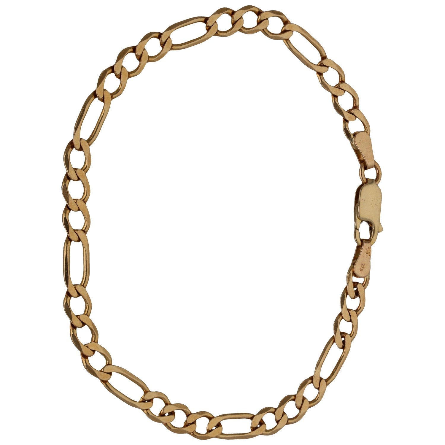 9ct gold Figaro bracelet with interlocking oval links