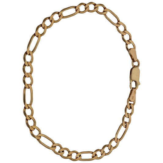 9ct gold Figaro bracelet with interlocking oval links