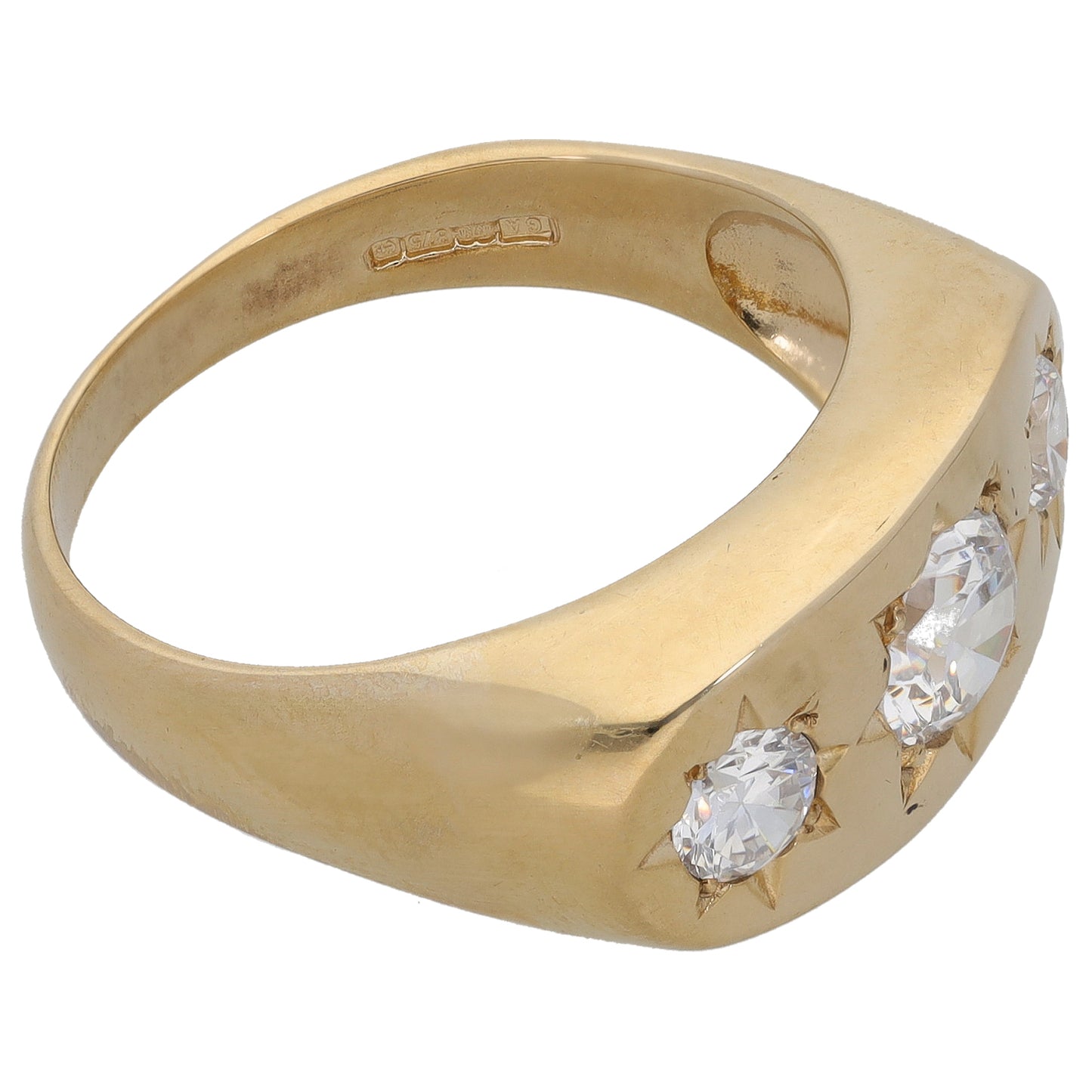 9ct Gold Cubic Zirconia Trilogy Ring Size T