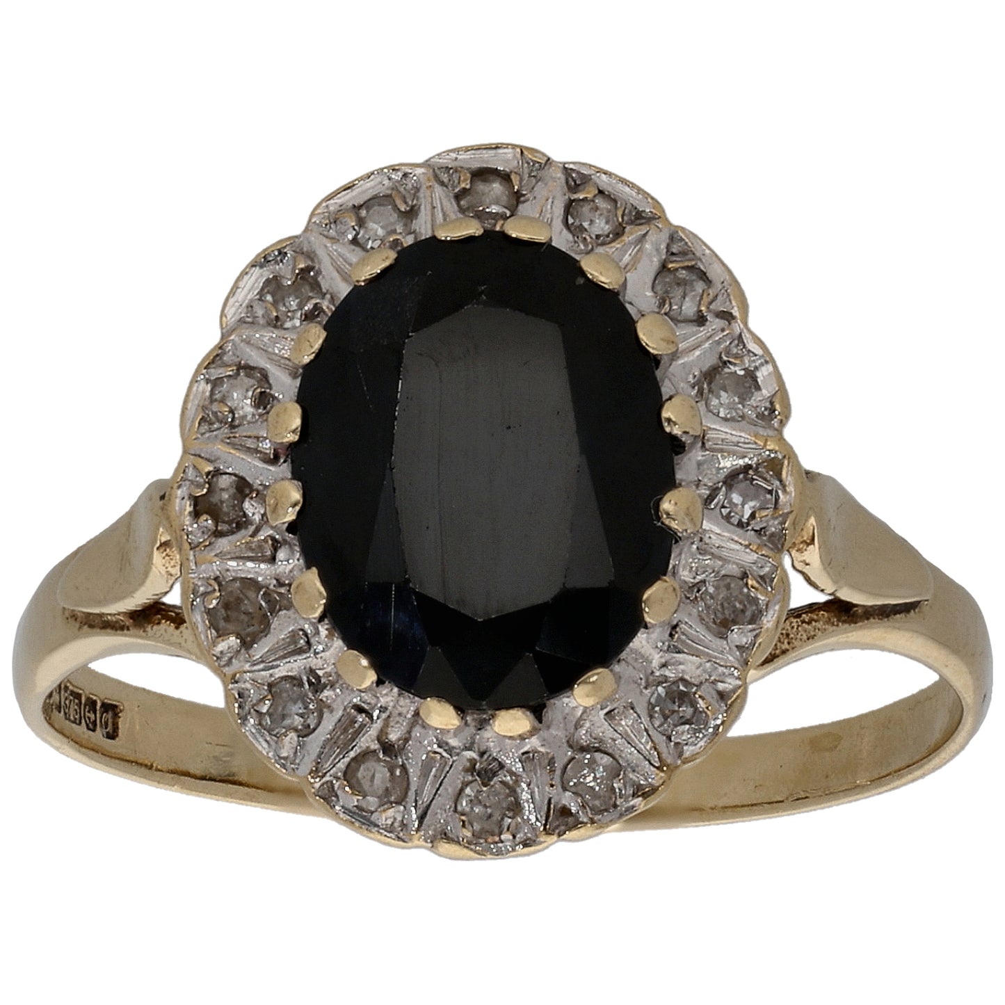 9ct Gold 0.08ct Diamond & Sapphire Dress/Cocktail Ring Size N