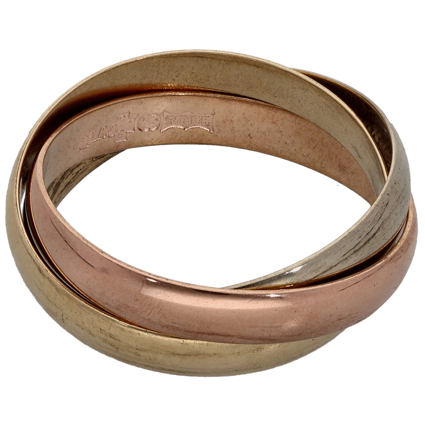 9ct Tricolour Gold Russian Wedding Ring Size N