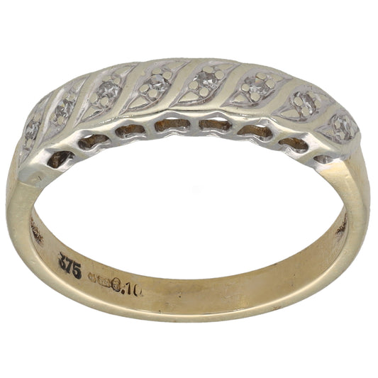 9ct Gold 0.10ct Diamond Half Eternity Ring Size M