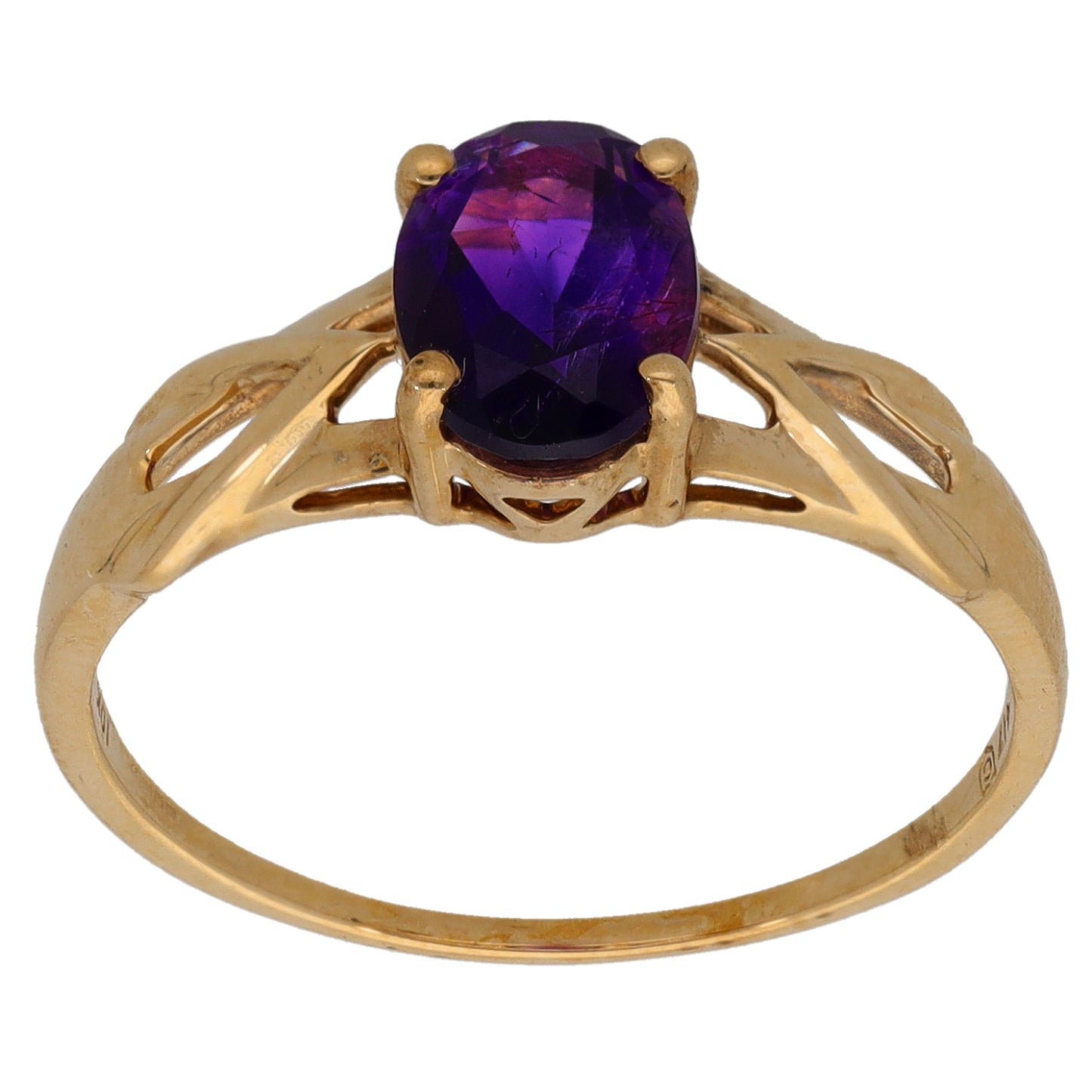 9ct Gold Amethyst Single Stone Ring Size P