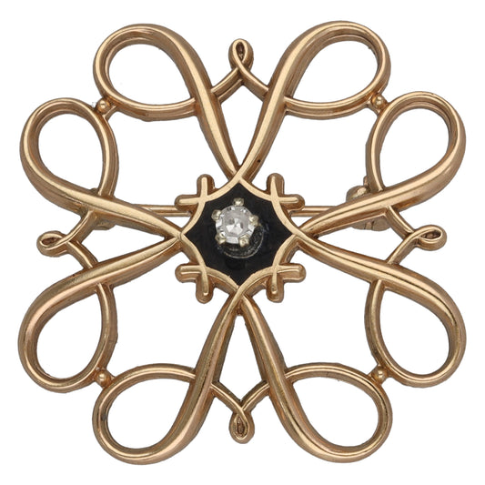 9ct Gold 0.05ct Diamond Dress Brooch