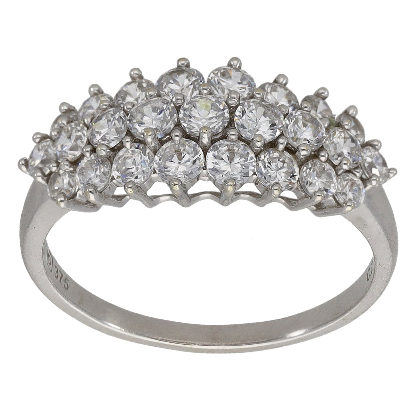 9ct White Gold Cubic Zirconia Dress/Cocktail Ring Size Q