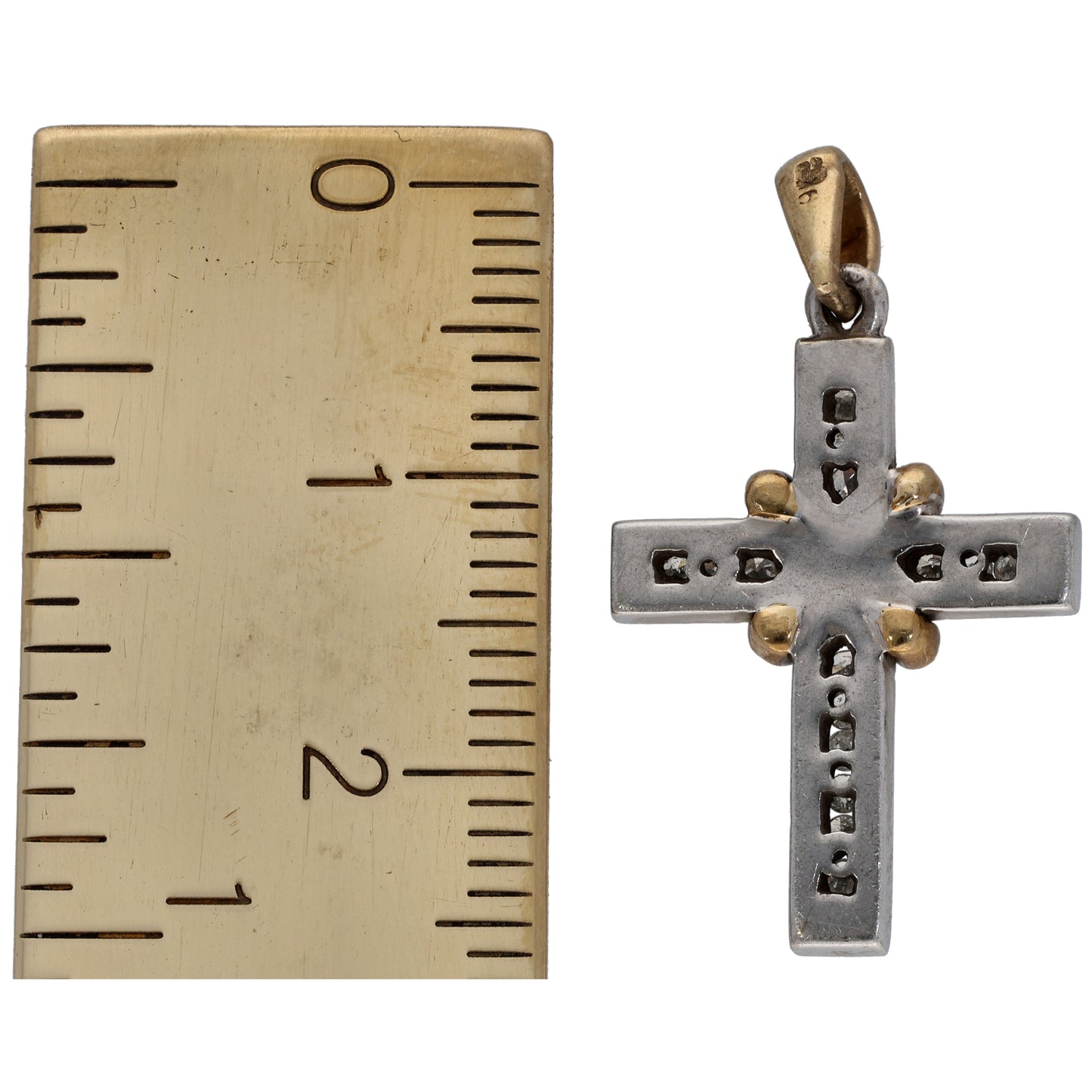 9ct Bicolour Gold 0.15ct Diamond Cross Pendant