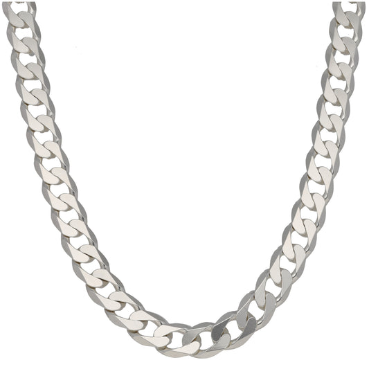 Sterling silver curb chain necklace, polished link design, 20 in