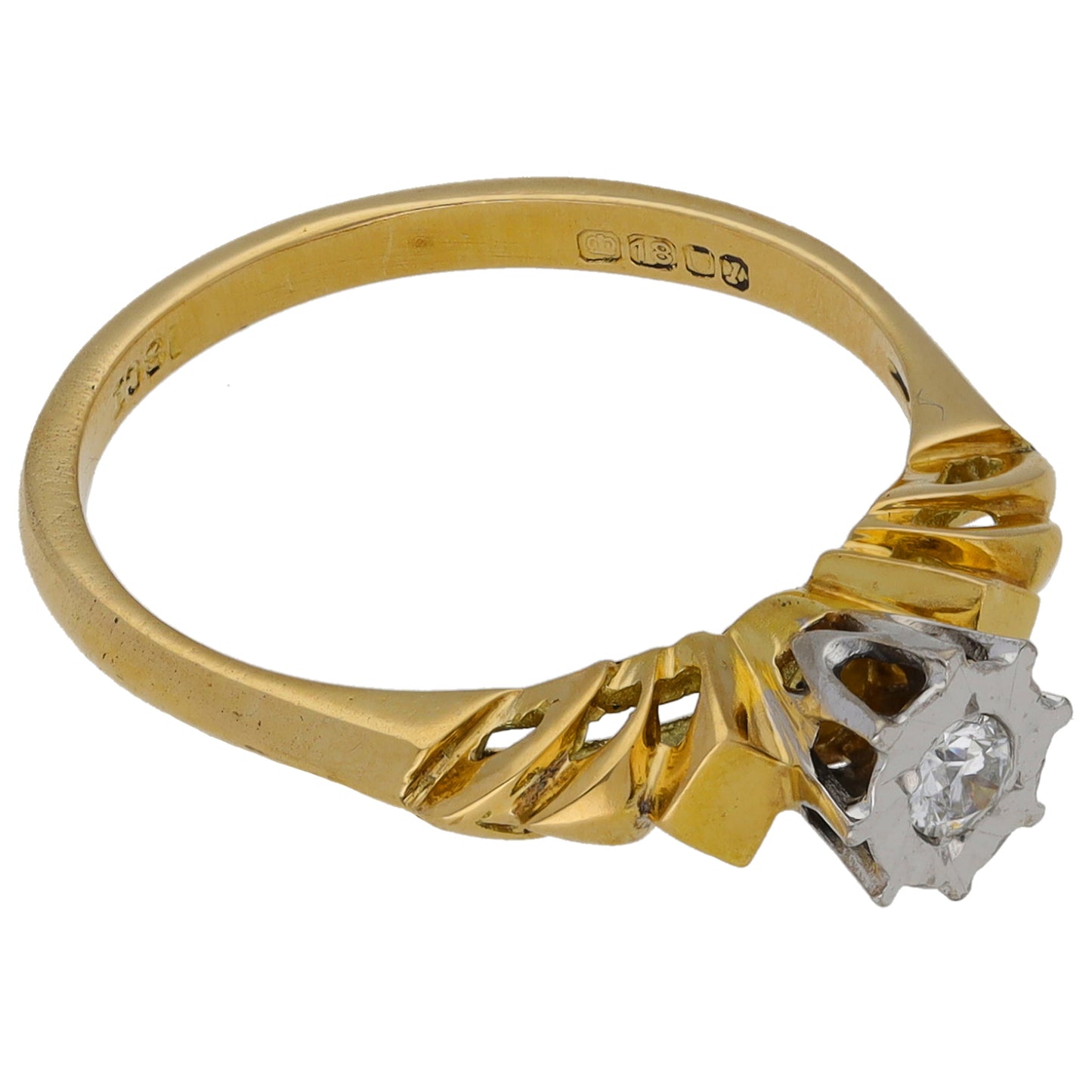 18ct Gold 0.07ct Diamond Solitaire Ring Size N