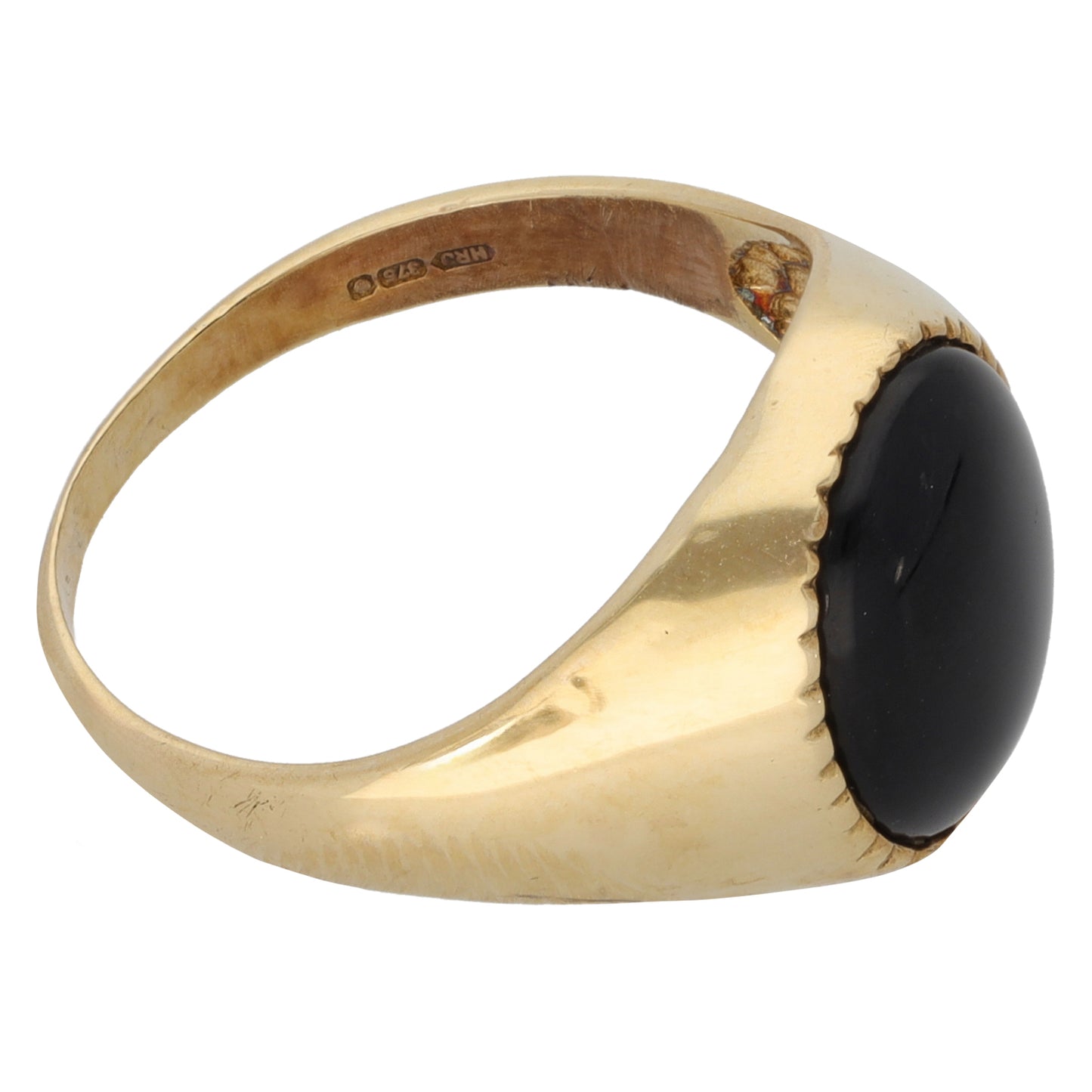 9ct Gold Onyx Single Stone Signet Ring Size O