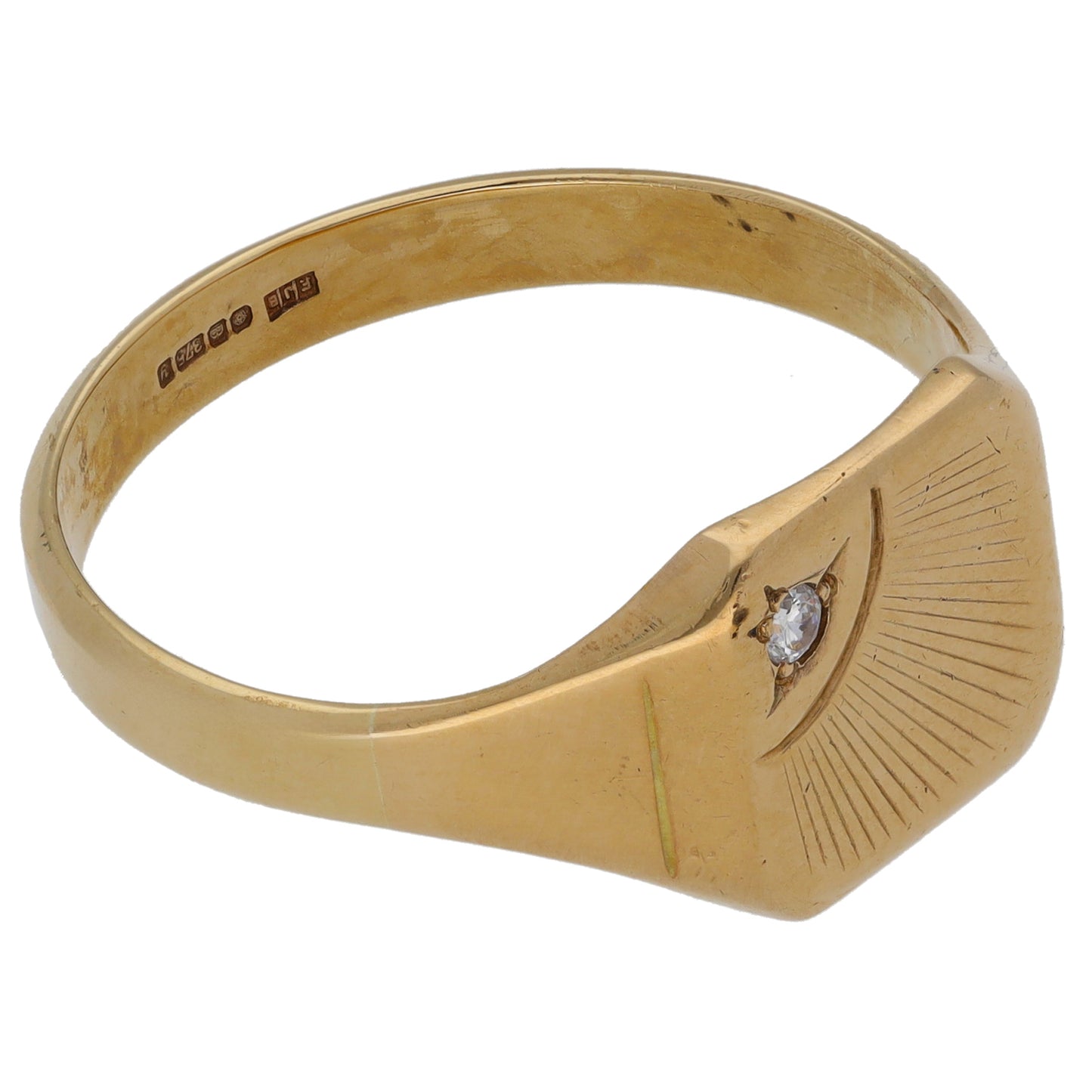 9ct Gold Cubic Zirconia Single Stone Signet Ring Size Z