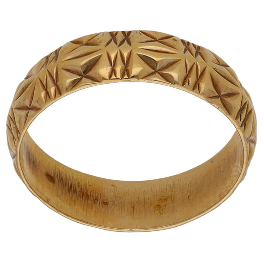 9ct Gold Patterned Wedding Ring Size R