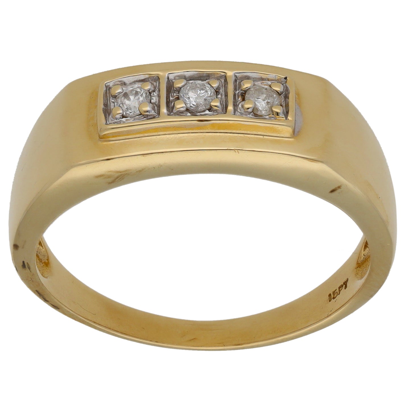 9ct Gold 0.15ct Diamond Patterned Signet Ring Size X