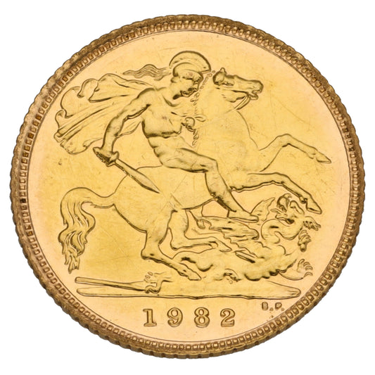 22ct Gold Queen Elizabeth II Half Sovereign Coin 1982