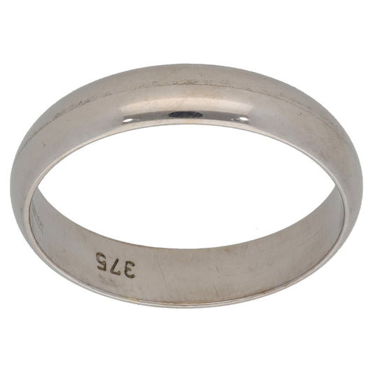 9ct White Gold Plain Wedding Ring Size N