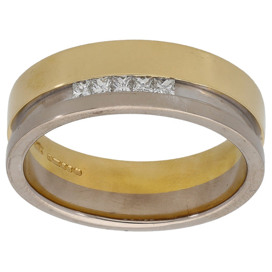 18ct Bi-Colour Gold 0.25ct Diamond Wedding Ring Size W