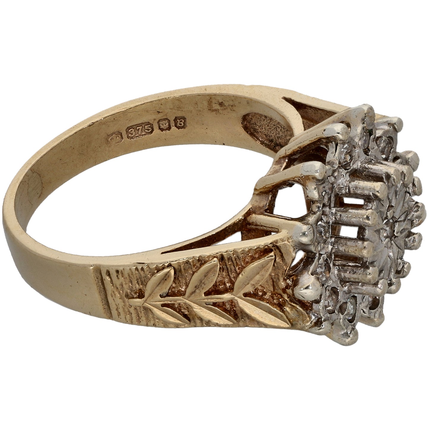 9ct Gold 0.13ct Diamond Cluster Ring Size K