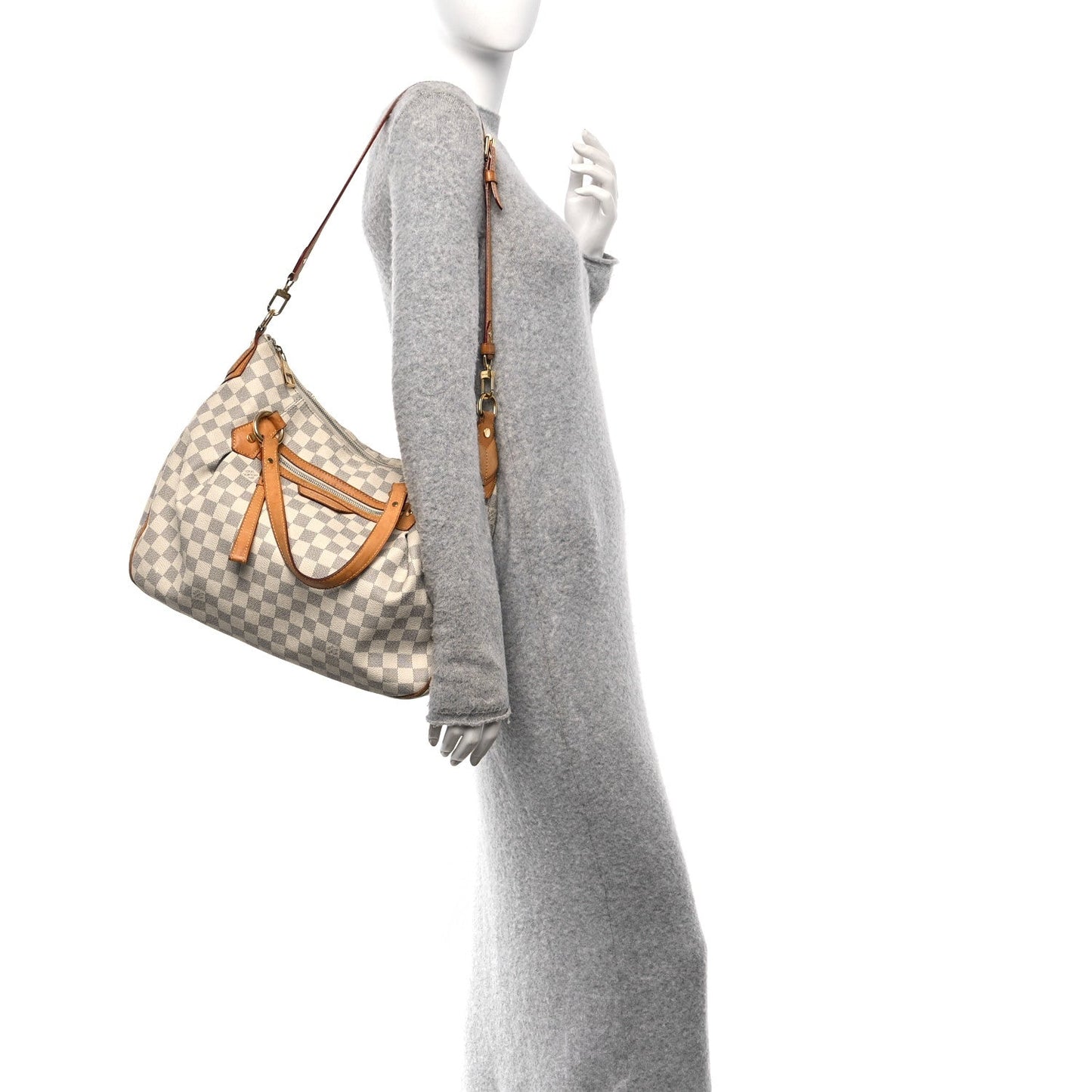 Louis Vuitton Evora Damier Azur Hand Coated Canvas Bag - White