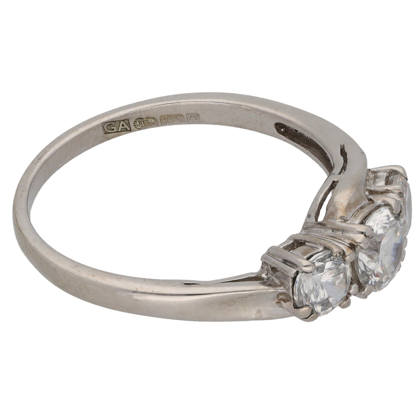 9ct White Gold Cubic Zirconia Trilogy Ring Size O