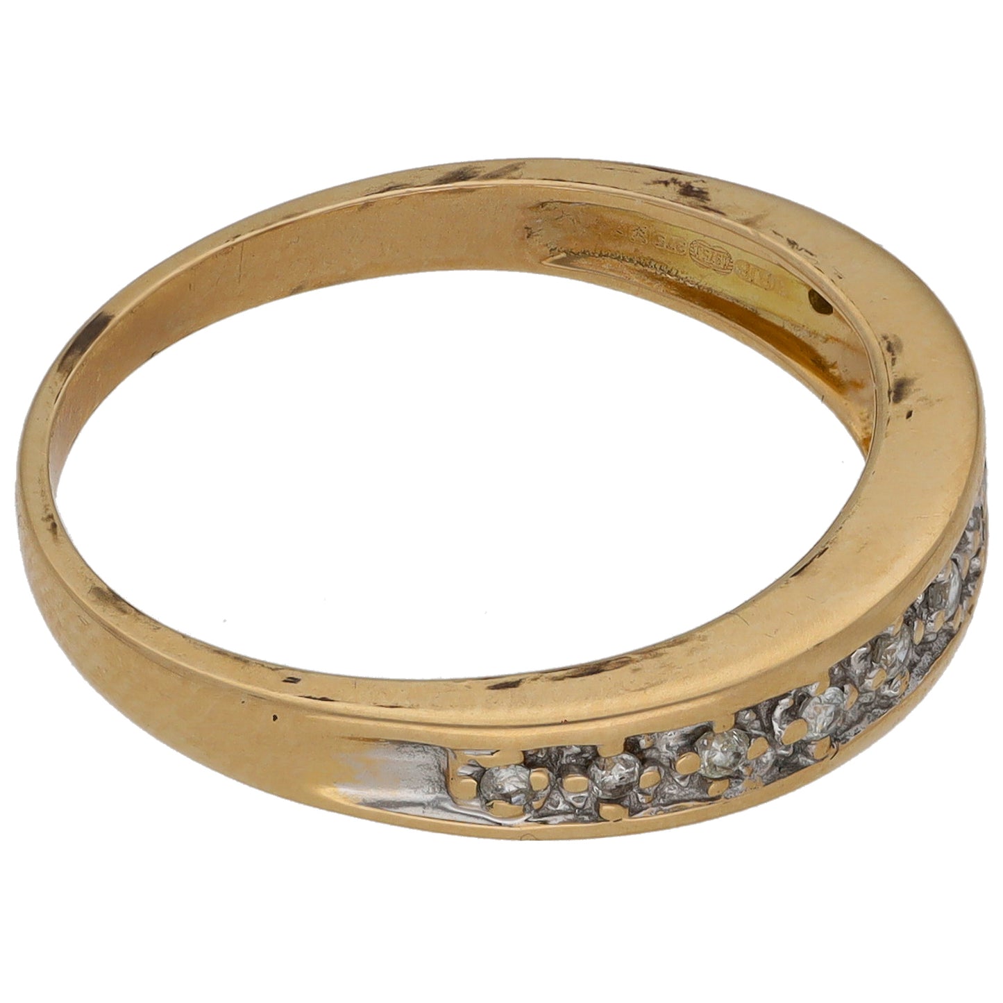 9ct Gold 0.05ct Diamond Half Eternity Ring Size O
