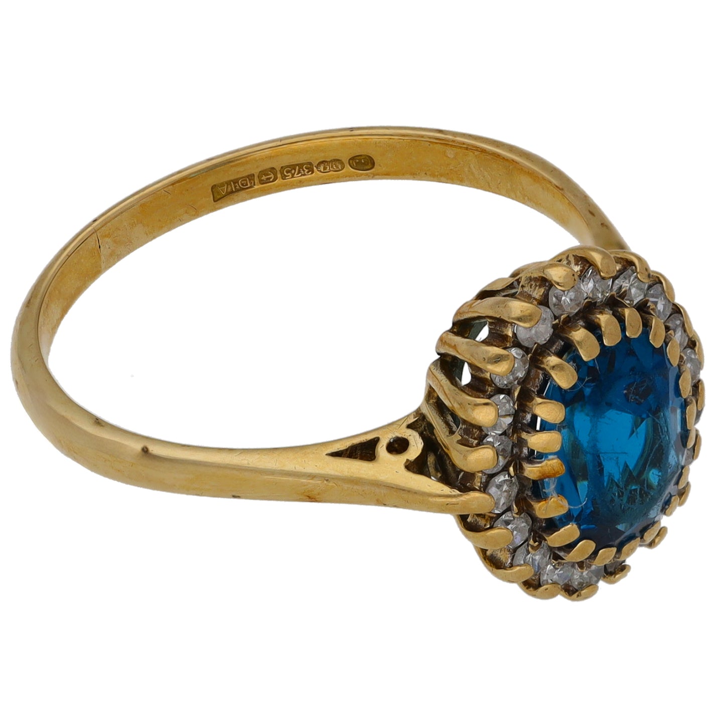 9ct Gold 0.20ct Diamond & Coated Topaz Dress/Cocktail Ring Size P