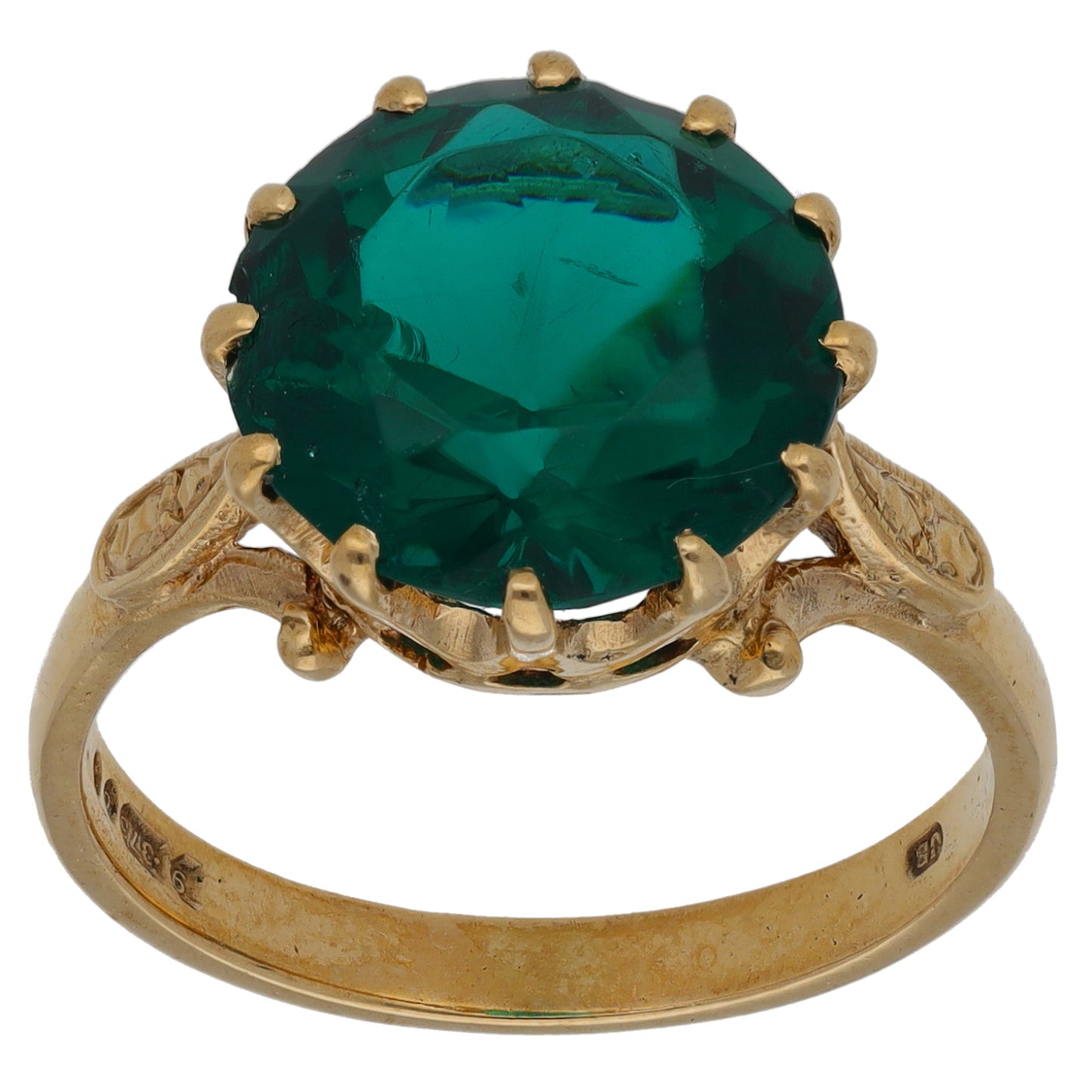 9ct Gold Imitation Gem Single Stone Ring Size P