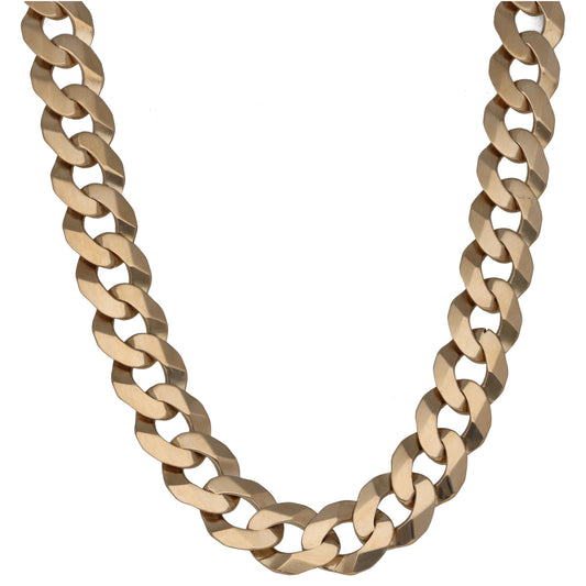 9ct gold curb chain necklace, 24 inch, chunky linked design