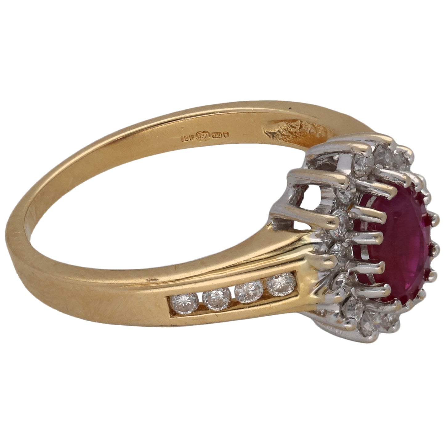 18ct Gold Ruby & 0.33ct Diamond Dress/Cocktail Ring Size N