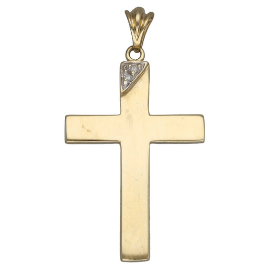 9ct Gold 0.01ct Diamond Cross Pendant
