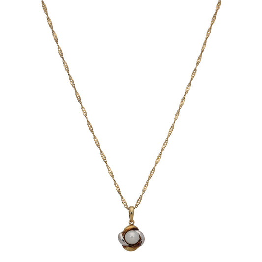 9ct Bi-Colour Gold Cultured Pearl Dress/Cocktail Pendant With Chain