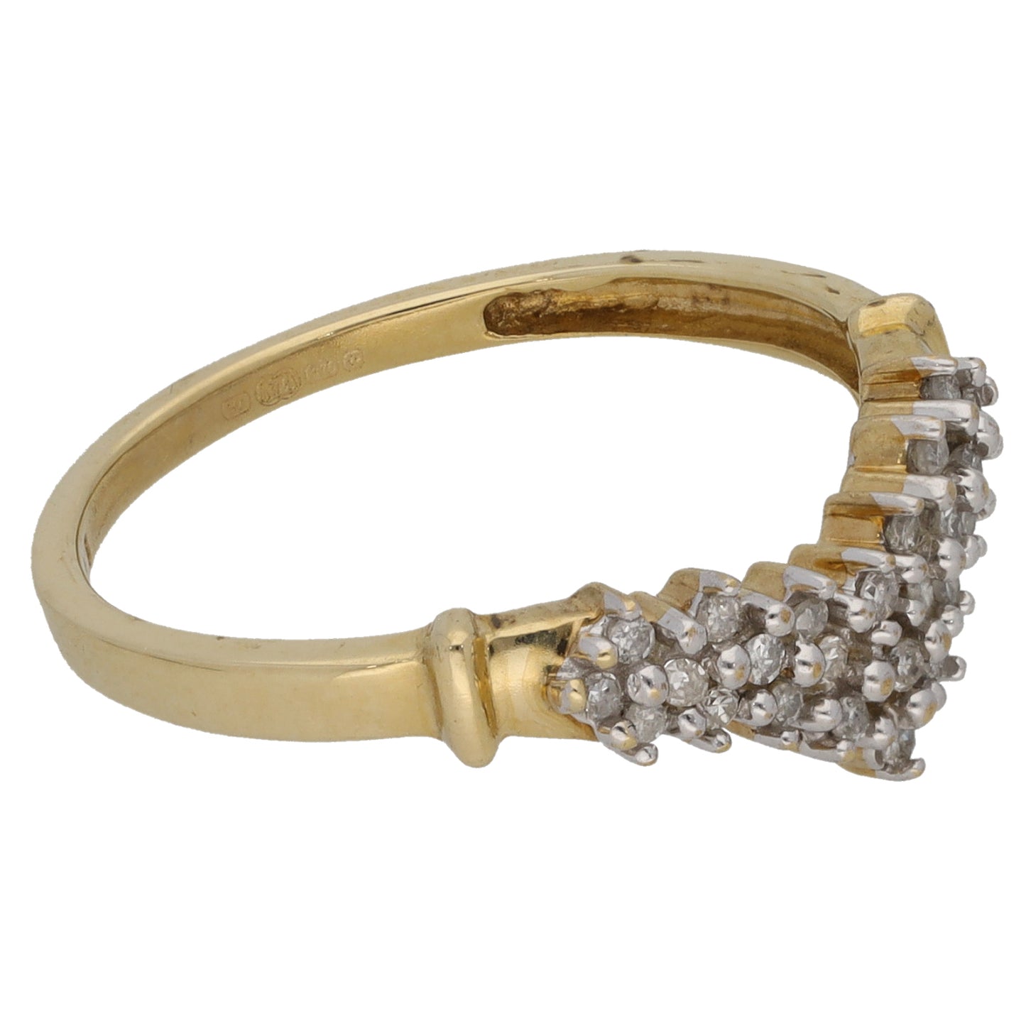 9ct Gold 0.15ct Diamond Wishbone Ring Size P