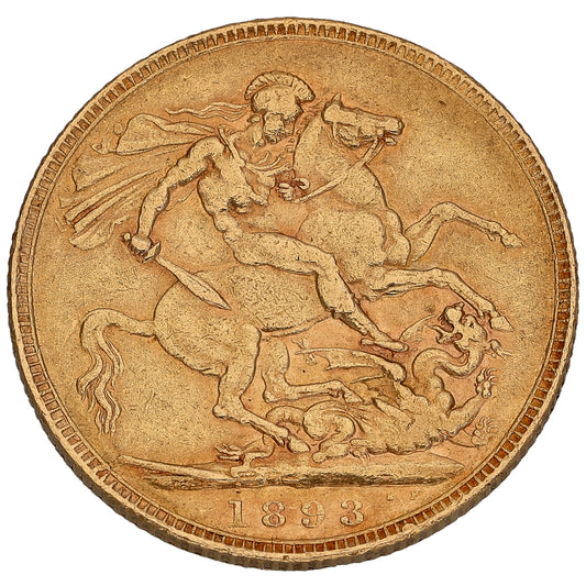 22ct Gold Queen Victoria Full Sovereign Coin 1893