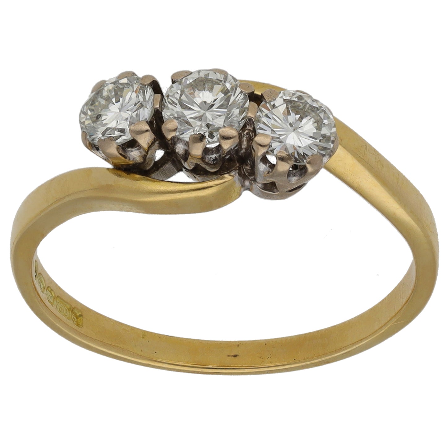 18ct Gold 0.90ct Diamond Trilogy Ring Size R