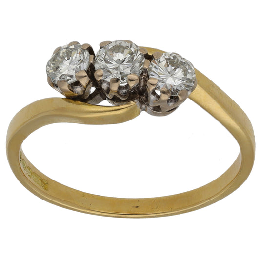 18ct Gold 0.90ct Diamond Trilogy Ring Size R